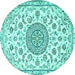 Round Medallion Turquoise Traditional Rug, tr1455turq