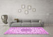 Machine Washable Medallion Pink Traditional Rug in a Living Room, wshtr1455pnk