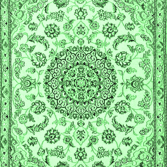 Machine Washable Medallion Emerald Green Traditional Area Rugs, wshtr1455emgrn