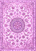 Machine Washable Medallion Pink Traditional Rug, wshtr1455pnk