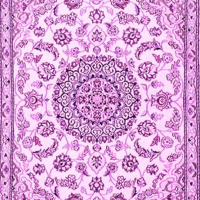 Machine Washable Medallion Pink Traditional Rug, wshtr1455pnk