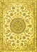 Machine Washable Medallion Yellow Traditional Rug, wshtr1455yw