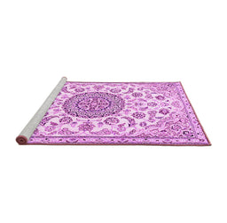 Sideview of Machine Washable Medallion Pink Traditional Rug, wshtr1455pnk