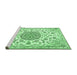 Sideview of Machine Washable Medallion Emerald Green Traditional Area Rugs, wshtr1455emgrn