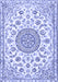 Machine Washable Medallion Blue Traditional Rug, wshtr1455blu