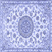 Square Medallion Blue Traditional Rug, tr1455blu
