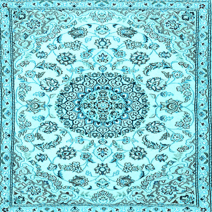 Square Medallion Light Blue Traditional Rug, tr1455lblu