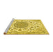 Sideview of Machine Washable Medallion Yellow Traditional Rug, wshtr1455yw