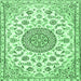 Square Machine Washable Medallion Emerald Green Traditional Area Rugs, wshtr1455emgrn