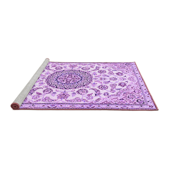 Sideview of Machine Washable Medallion Purple Traditional Area Rugs, wshtr1455pur