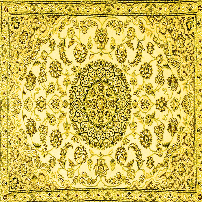 Square Medallion Yellow Traditional Rug, tr1455yw