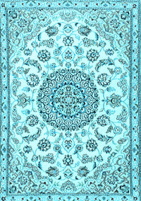 Medallion Light Blue Traditional Rug, tr1455lblu