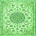 Round Machine Washable Medallion Green Traditional Area Rugs, wshtr1455grn