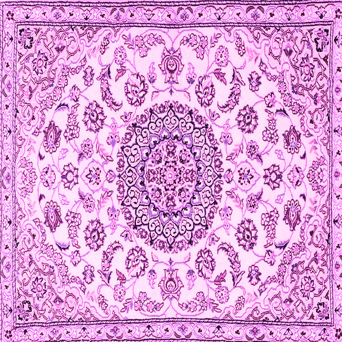 Square Machine Washable Medallion Pink Traditional Rug, wshtr1455pnk
