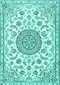 Medallion Turquoise Traditional Rug, tr1455turq