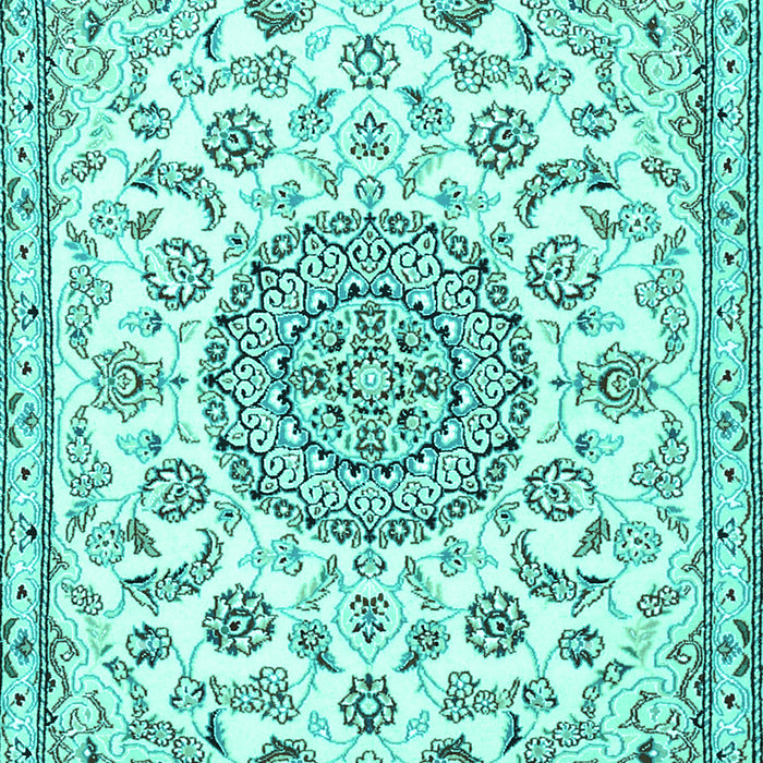 Medallion Turquoise Traditional Rug, tr1455turq