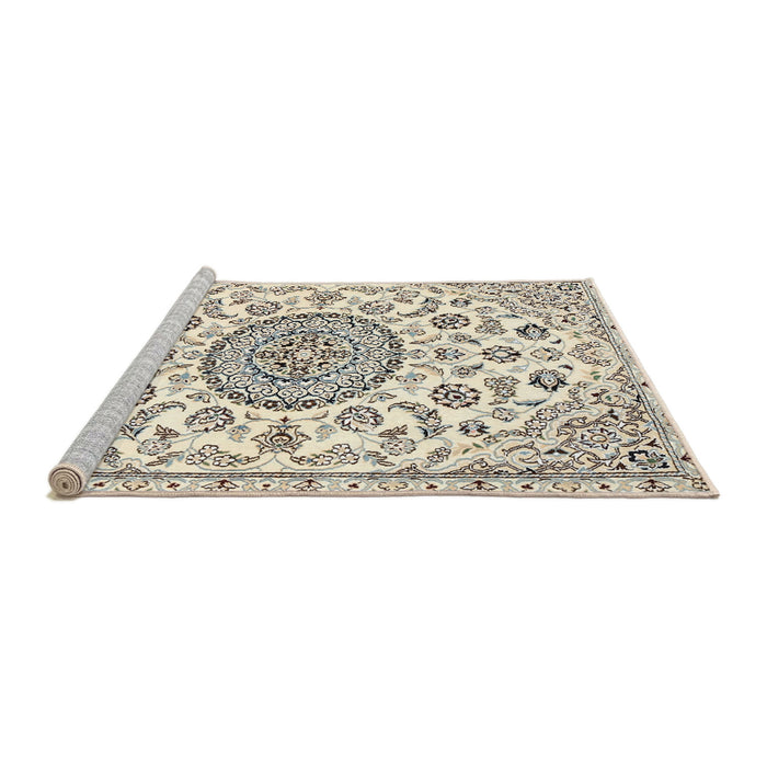 Sideview of Machine Washable Traditional Khaki Green Rug, wshtr1456