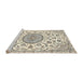 Sideview of Machine Washable Traditional Khaki Green Rug, wshtr1456