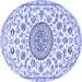 Round Medallion Blue Traditional Rug, tr1456blu