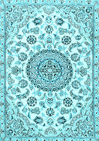 Medallion Light Blue Traditional Rug, tr1456lblu