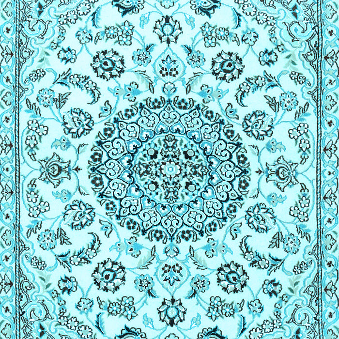 Medallion Light Blue Traditional Rug, tr1456lblu