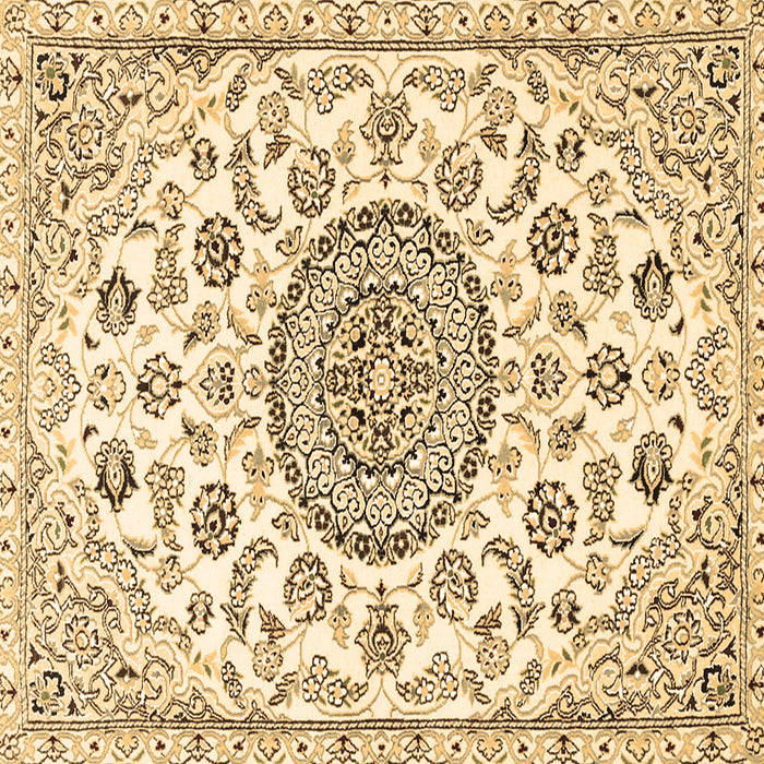 Square Machine Washable Medallion Brown Traditional Rug, wshtr1456brn