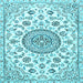 Square Medallion Light Blue Traditional Rug, tr1456lblu