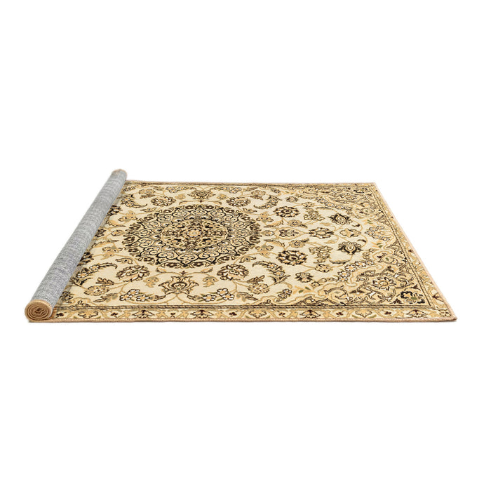 Sideview of Machine Washable Medallion Brown Traditional Rug, wshtr1456brn