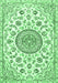 Machine Washable Medallion Emerald Green Traditional Area Rugs, wshtr1456emgrn