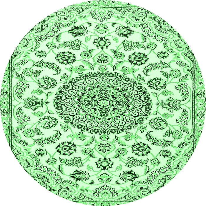 Round Medallion Emerald Green Traditional Rug, tr1456emgrn