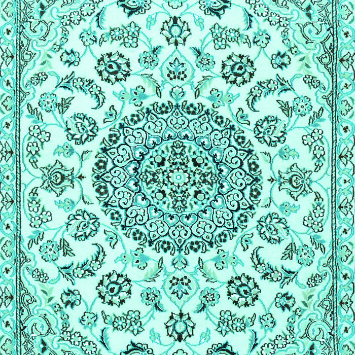 Medallion Turquoise Traditional Rug, tr1456turq