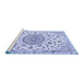 Sideview of Machine Washable Medallion Blue Traditional Rug, wshtr1456blu