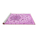 Sideview of Machine Washable Medallion Pink Traditional Rug, wshtr1456pnk