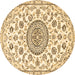 Round Medallion Brown Traditional Rug, tr1456brn