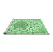 Sideview of Machine Washable Medallion Emerald Green Traditional Area Rugs, wshtr1456emgrn