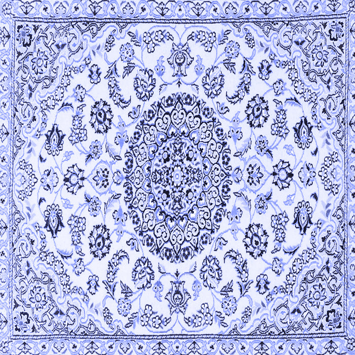 Square Machine Washable Medallion Blue Traditional Rug, wshtr1456blu