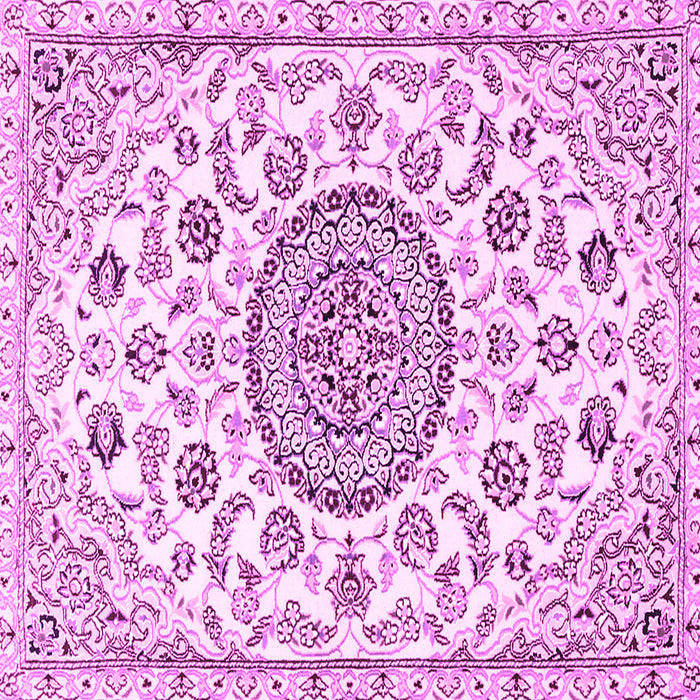 Square Machine Washable Medallion Pink Traditional Rug, wshtr1456pnk