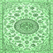 Square Medallion Emerald Green Traditional Rug, tr1456emgrn