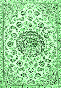 Medallion Emerald Green Traditional Rug, tr1456emgrn