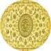 Round Medallion Yellow Traditional Rug, tr1456yw