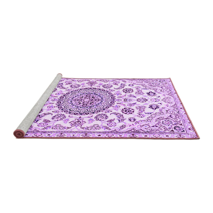 Sideview of Machine Washable Medallion Purple Traditional Area Rugs, wshtr1456pur