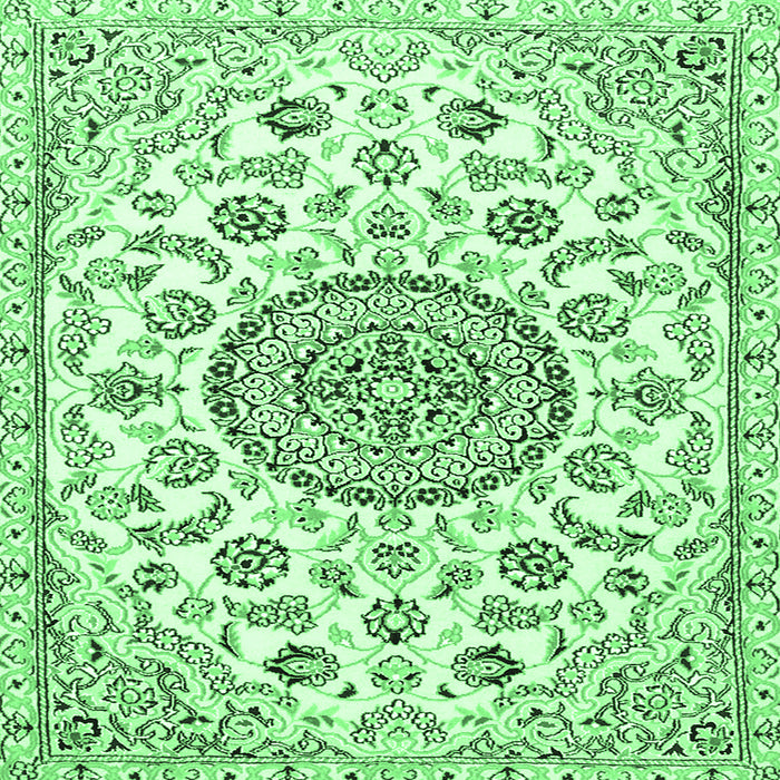 Square Machine Washable Medallion Emerald Green Traditional Area Rugs, wshtr1456emgrn