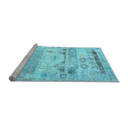 Sideview of Machine Washable Persian Light Blue Traditional Rug, wshtr1457lblu