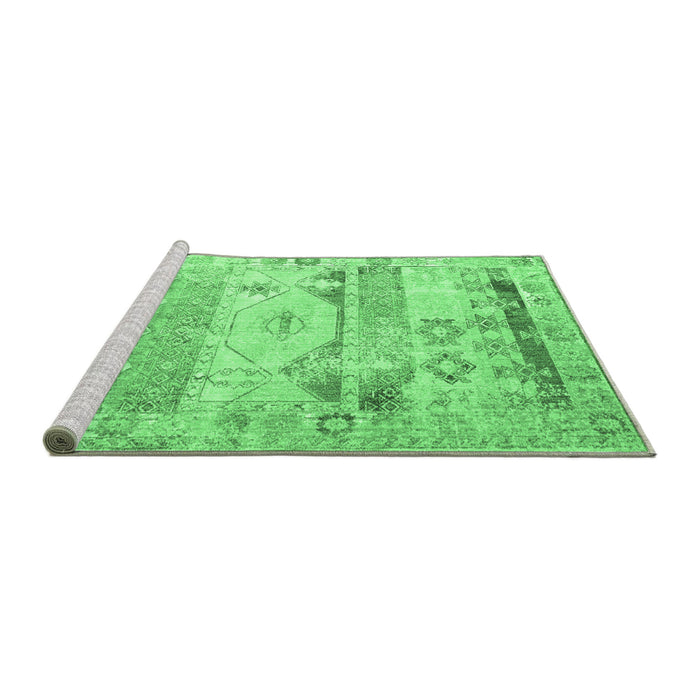 Sideview of Machine Washable Persian Emerald Green Traditional Area Rugs, wshtr1457emgrn