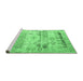 Sideview of Machine Washable Persian Emerald Green Traditional Area Rugs, wshtr1457emgrn