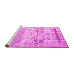 Sideview of Machine Washable Persian Pink Traditional Rug, wshtr1457pnk