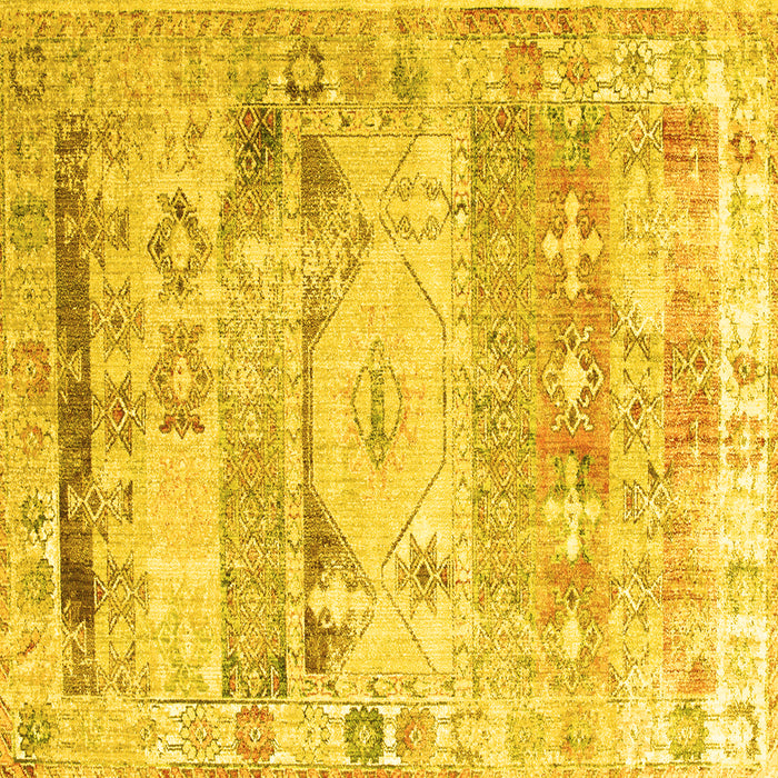 Square Persian Yellow Traditional Rug, tr1457yw