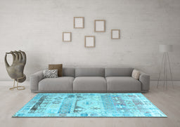 Machine Washable Persian Light Blue Traditional Rug in a Living Room, wshtr1457lblu