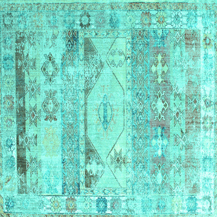 Square Machine Washable Persian Turquoise Traditional Area Rugs, wshtr1457turq