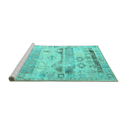 Sideview of Machine Washable Persian Turquoise Traditional Area Rugs, wshtr1457turq